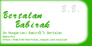 bertalan babirak business card